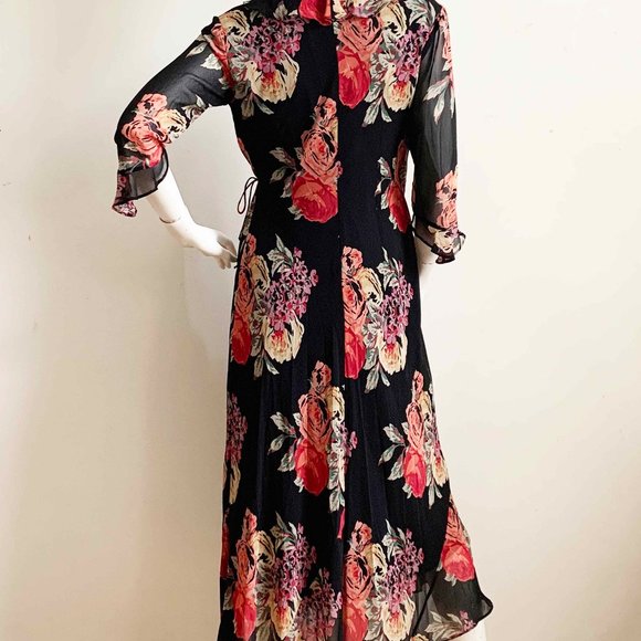 Lauren Ralph Lauren Silk Chiffon Floral Wrap Dress - Picture 2 of 8